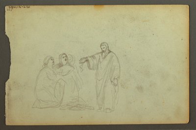 Disegno, Carro coperto, tre studi di donna, forse 1868 da Frederic Edwin Church