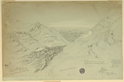 Disegno, veduta distante di Damasco, Siria, 2 maggio 1868 da Frederic Edwin Church