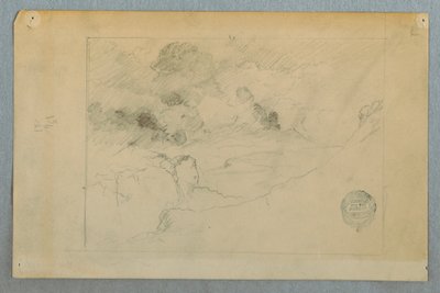 Disegno, veduta distante del vulcano Sangay in eruzione, Ecuador, 1857-62 da Frederic Edwin Church