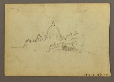 Disegno, Veduta distante della cupola della Basilica di San Pietro, Roma, Italia, gennaio 1869 da Frederic Edwin Church