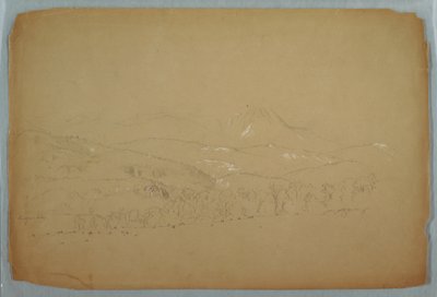 Disegno, vista distante del Katahdin da ovest, 1856 ca. da Frederic Edwin Church