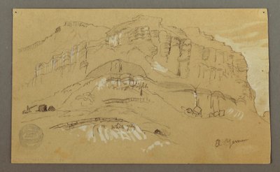 Disegno, Valle di El Yemen, Arabia:  Parete rocciosa, 20 febbraio 1868 da Frederic Edwin Church