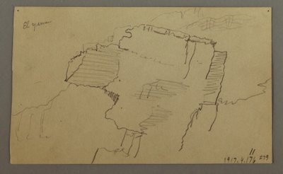 Disegno, Valle di El Yemen, Arabia:  Parete rocciosa, 20 febbraio 1868 da Frederic Edwin Church