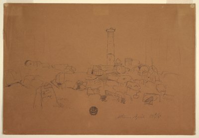 Disegno, Colonna caduta, Tempio di Zeus Olimpico, Atene, 24 aprile 1869 da Frederic Edwin Church