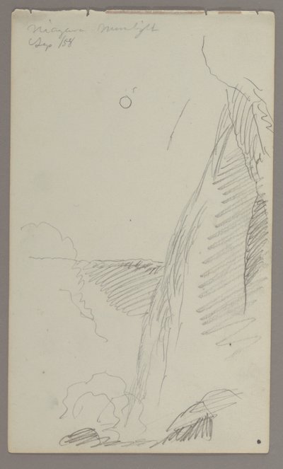 Disegno, cascate al chiaro di luna, 1858 da Frederic Edwin Church