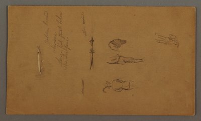 Disegno, Studi di figura, Figura in barca, pesce, forse 1868 da Frederic Edwin Church