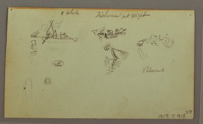 Disegno, Studi di figure, asino da soma, barca a vela, forse 1868 da Frederic Edwin Church