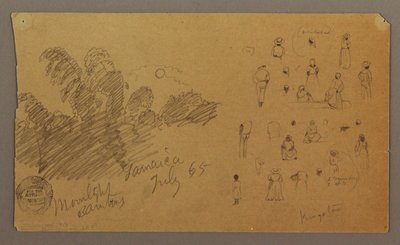 Disegno, figure, bambù al chiaro di luna, luglio 1865 da Frederic Edwin Church