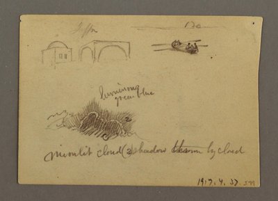 Disegno, Figure e una torre di segnalazione, Egitto, forse 1868 da Frederic Edwin Church