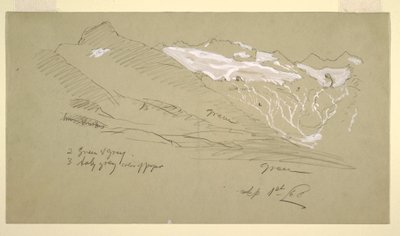 Disegno, Dalle Alpi Bernesi, Bel Arp, agosto 1868 da Frederic Edwin Church