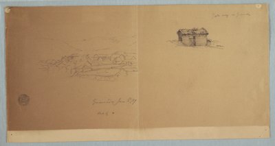 Disegno, Porta e vista parziale di Guaranda, Ecuador, 3 giugno 1857 da Frederic Edwin Church