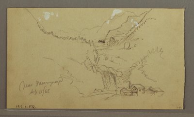 Disegno, Ghiacciaio, ponte e casa, settembre 1868 da Frederic Edwin Church