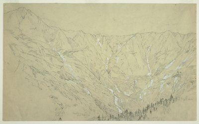 Disegno, Grande Bacino, Monte Katahdin, 1877 ca. da Frederic Edwin Church