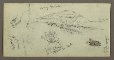 Disegno, collina, arbusto, figura, studi sul cammello, forse 1868 da Frederic Edwin Church