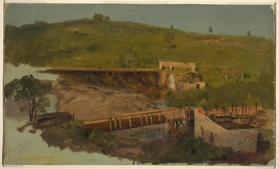 Disegno, collina con viadotti e mulini in rovina, vicino a Catskill, New York, 1865 ca. da Frederic Edwin Church