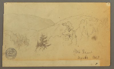 Disegno, Colline con alberi, 1860 da Frederic Edwin Church