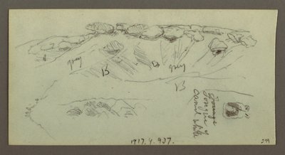Disegno, Cime di collina con massi, forse 1868 da Frederic Edwin Church