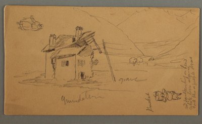 Disegno, Casa di Hlaf nella valle, due figure, 1868 da Frederic Edwin Church