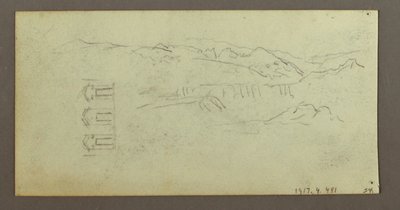 Disegno, cavallo, figura di spalle, alberi, forse 1868 da Frederic Edwin Church