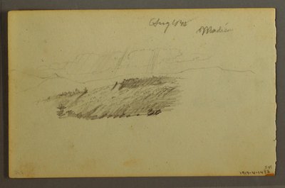 Disegno, Casa, barca a vela, pianta, settembre 1844 da Frederic Edwin Church
