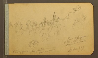 Disegno, case, campanile, 23 febbraio 1889 da Frederic Edwin Church