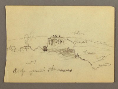 Disegno, Case in cima alla collina, forse 1868-69 da Frederic Edwin Church