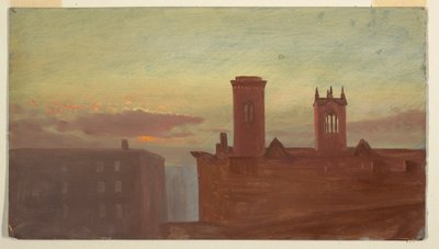 Disegno, Cime delle case/Hudson, 1867 ca. da Frederic Edwin Church