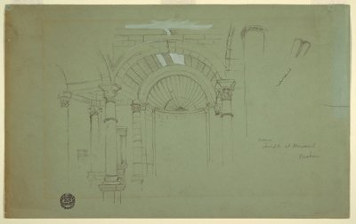 Disegno, interno del tempio di Mismiyeh, Siria, 28 aprile 1868 da Frederic Edwin Church
