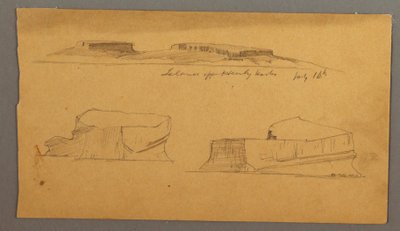 Disegno, isola al largo del porto di Henly e due iceberg galleggianti, 16 luglio 1859 da Frederic Edwin Church