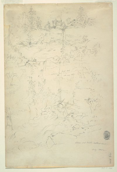 Disegno, cascate di Kaaterskill, monti Catskill, New York, luglio 1844 da Frederic Edwin Church