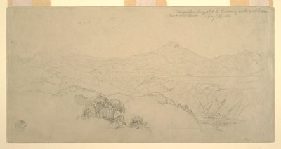Disegno, Composizione di paesaggio: Suggerito dal paesaggio sulla strada tra Paso, Colombia e Quito, Ecuador, 26 agosto 1853. da Frederic Edwin Church