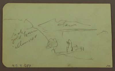 Disegno, Paesaggio, Toluca; verso: Montagna, Chiesa, 1883 da Frederic Edwin Church