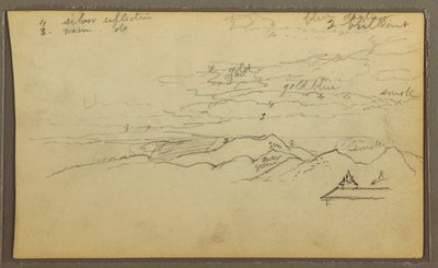 Disegno, Paesaggio; verso: Barca, Schizzi botanici, 1857 da Frederic Edwin Church