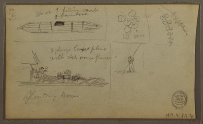 Disegno, Paesaggio; verso: Barca, Schizzi botanici, 1857 da Frederic Edwin Church