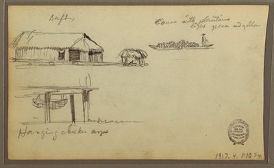 Disegno, Paesaggio; verso: Case, Canoa, 1857 da Frederic Edwin Church