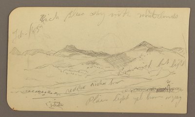 Disegno, Paesaggio, case; verso: cima dell