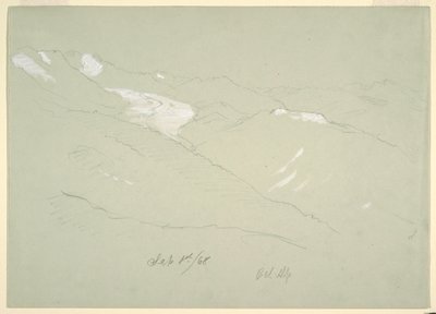 Disegno, Paesaggio degli altipiani bernesi, vicino a Bel Alp, Svizzera, settembre 1868 da Frederic Edwin Church
