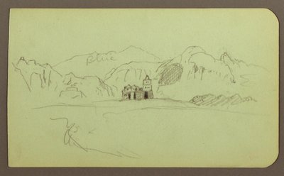 Disegno, Paesaggio con chiesa; verso: Paesaggio, 1883 da Frederic Edwin Church