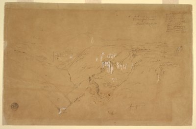 Disegno, Paesaggio con il Monte Purese, Colombia, 6 agosto 1853 da Frederic Edwin Church