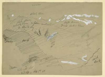 Disegno, Paesaggi nelle Alpi Bernesi, vicino a Bel Alp, Svizzera, settembre 1868 da Frederic Edwin Church