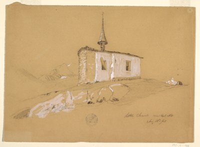 Disegno, "Chiesetta presso Bel Arp", Alpi Bernesi, Svizzera, 28 agosto 1868 da Frederic Edwin Church