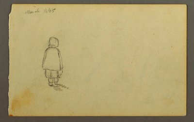 Disegno, Bambina con cappellino di spalle, 1845 da Frederic Edwin Church