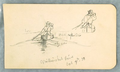 Disegno, uomo che pagaia una canoa sul fiume Millinoket [sic], 4 ottobre 1878 da Frederic Edwin Church