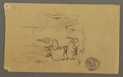 Disegno, Uomo che si fa la barba, visto da dietro, forse 1878 da Frederic Edwin Church