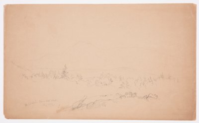 Disegno, "Mount Katahdin from the West" [Guardando a ovest verso il monte Katahdin], agosto 1852 da Frederic Edwin Church