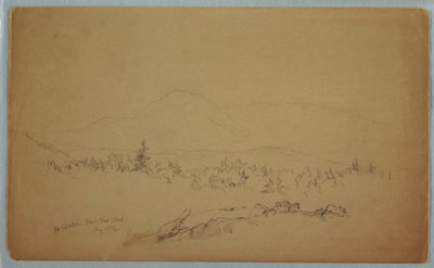Disegno, "Mount Katahdin from the West" [Guardando a ovest verso il monte Katahdin], agosto 1852 da Frederic Edwin Church