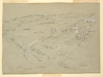 Disegno, Monte degli Ulivi, Betania, Siloam e Gerusalemme, Palestina [Betania e Silwan, Gerusalemme Est e Gerusalemme, Israele], 7 e 10 febbraio 1868 da Frederic Edwin Church
