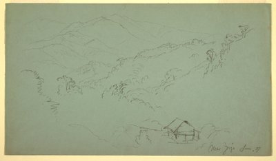 Disegno, Paesaggio montano, casa, "vicino a Jorje", Ecuador, giugno 1857 da Frederic Edwin Church