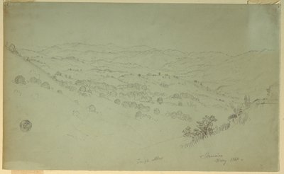 Disegno, Paesaggio montano, Giamaica, 1865 da Frederic Edwin Church