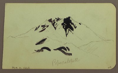 Disegno, Paesaggio montano, Taluca, Figura; verso: Popocatapetl, 1883 da Frederic Edwin Church